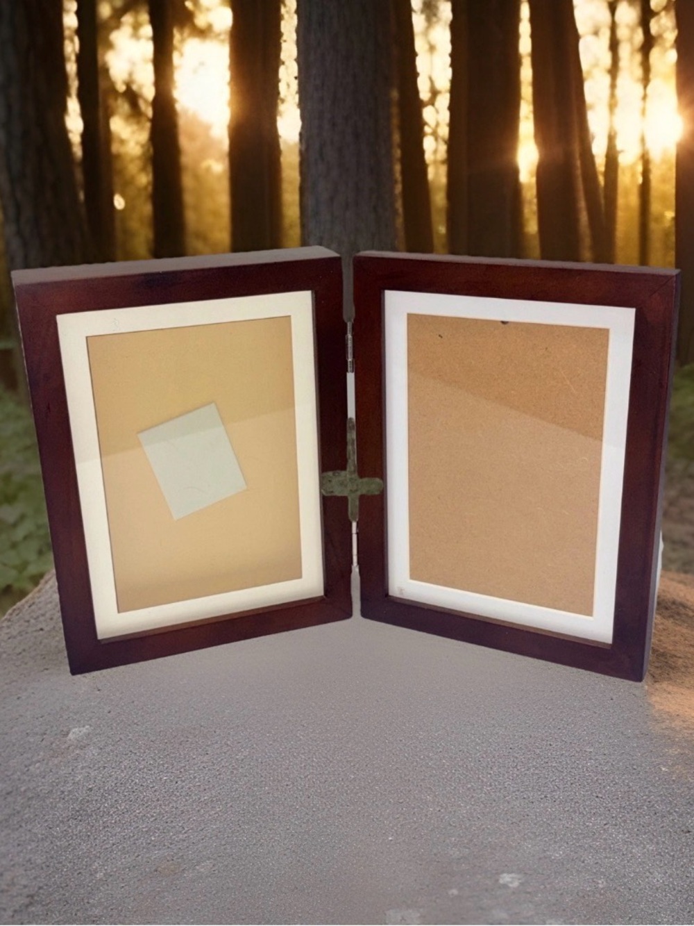 Pearhead Wooden Double Hinged Keepsake Picture Frame Espresso 4x6 5x7 Tabletop